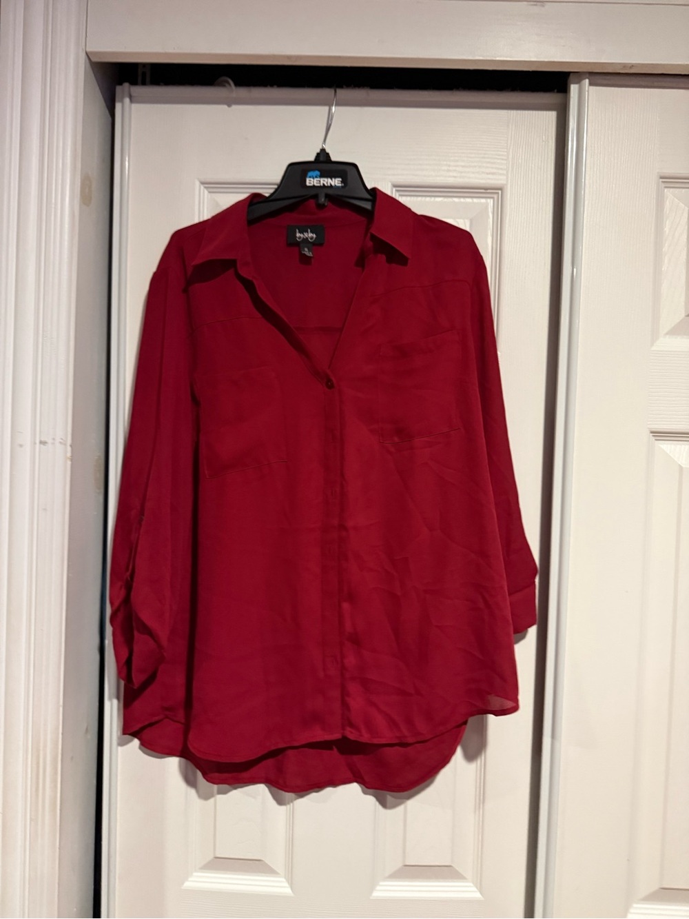 by & by Red Long-Sleeve Button Down Shirt